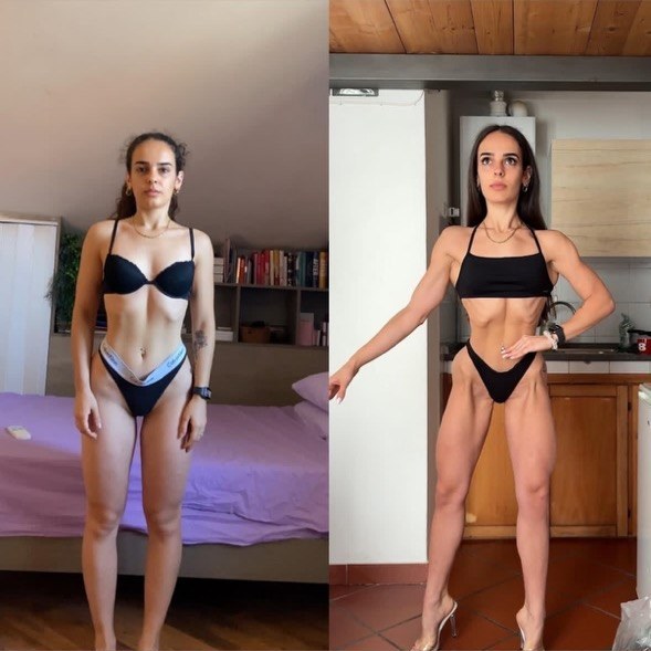 Trasformazione di Chiara: confronto prima e dopo, fino al titolo di campionessa nazionale bikini NBFI